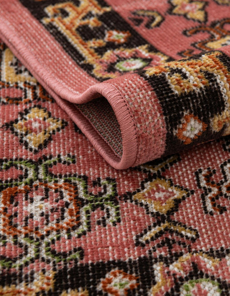 Pink 4' 1 x 6' 1 Lucerne Rectangle Area Rug 100% Polypropylene Traditional Classic Easy Clean Carpet for Kitchens, Living Rooms, Bedroom, Office for Sale at Rug Engine