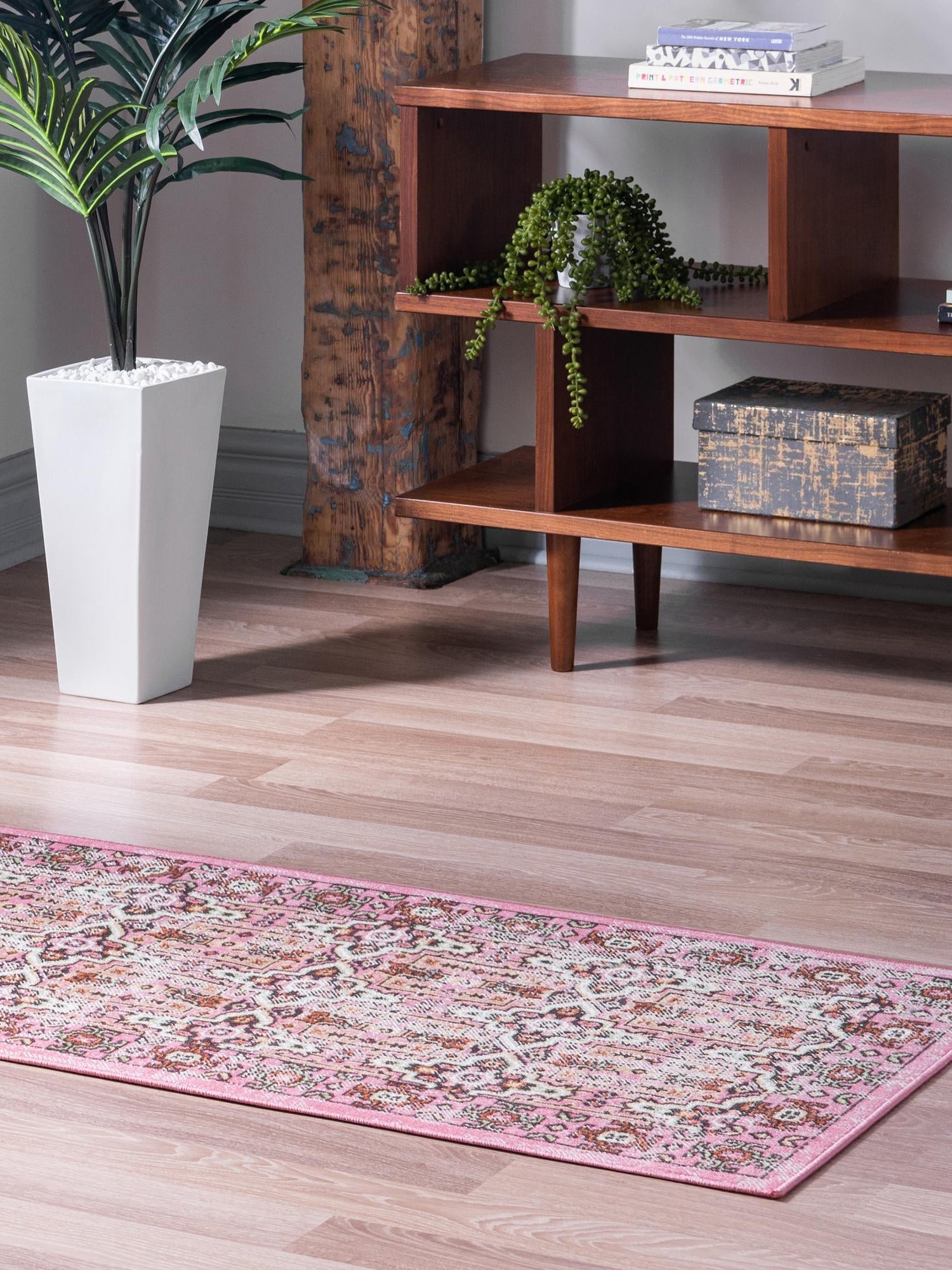 Pink 2' 7 x 10' Lucerne Runner Area Rug 100% Polypropylene Traditional Classic Easy Clean Carpet for Kitchens, Living Rooms, Bedroom, Office for Sale at Rug Engine