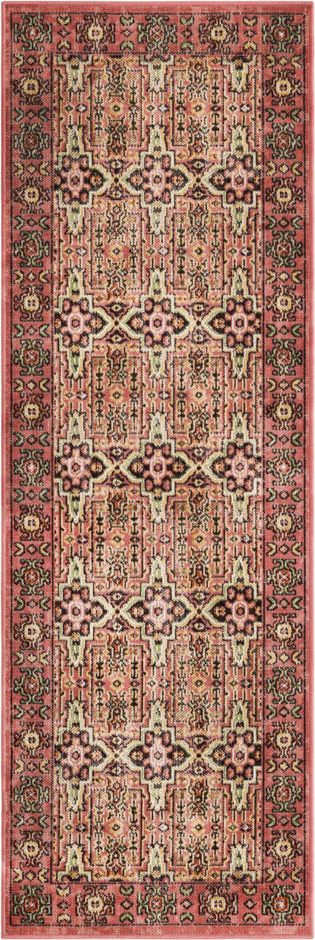 Pink 2' x 6' 1 Lucerne Runner Area Rug 100% Polypropylene Traditional Classic Easy Clean Carpet for Kitchens, Living Rooms, Bedroom, Office for Sale at Rug Engine