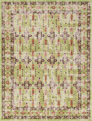 Green 9' x 12' Lucerne Rectangle Area Rug 100% Polypropylene Traditional Classic Easy Clean Carpet for Kitchens, Living Rooms, Bedroom, Office for Sale at Rug Engine
