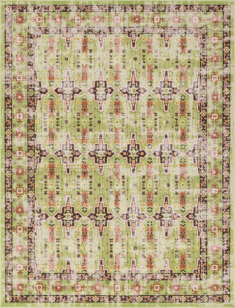 Green 9' x 12' Lucerne Rectangle Area Rug 100% Polypropylene Traditional Classic Easy Clean Carpet for Kitchens, Living Rooms, Bedroom, Office for Sale at Rug Engine