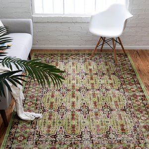 Green 7' 10 x 10' Lucerne Rectangle Area Rug 100% Polypropylene Traditional Classic Easy Clean Carpet for Kitchens, Living Rooms, Bedroom, Office for Sale at Rug Engine