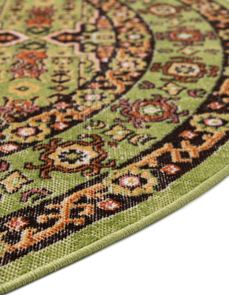 Green 5' 3 x 5' 3 Lucerne Round Area Rug 100% Polypropylene Traditional Classic Easy Clean Carpet for Kitchens, Living Rooms, Bedroom, Office for Sale at Rug Engine
