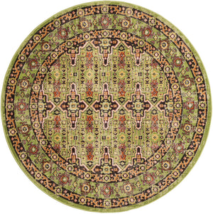 Green 5' 3 x 5' 3 Lucerne Round Area Rug 100% Polypropylene Traditional Classic Easy Clean Carpet for Kitchens, Living Rooms, Bedroom, Office for Sale at Rug Engine