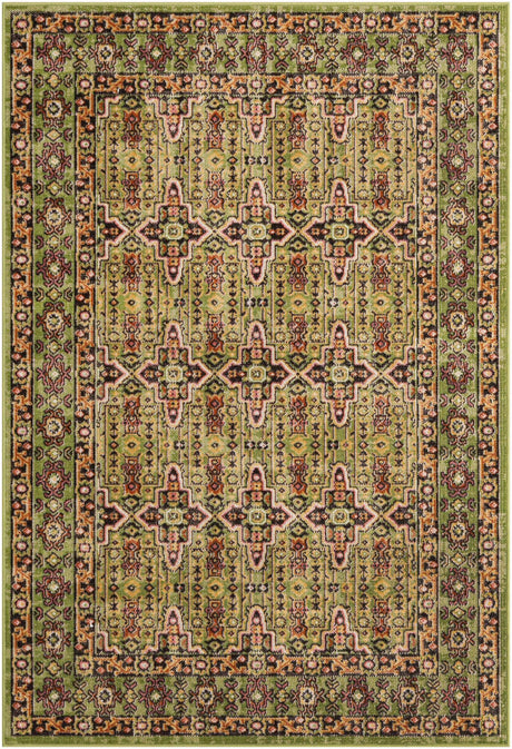Green 4' 1 x 6' 1 Lucerne Rectangle Area Rug 100% Polypropylene Traditional Classic Easy Clean Carpet for Kitchens, Living Rooms, Bedroom, Office for Sale at Rug Engine