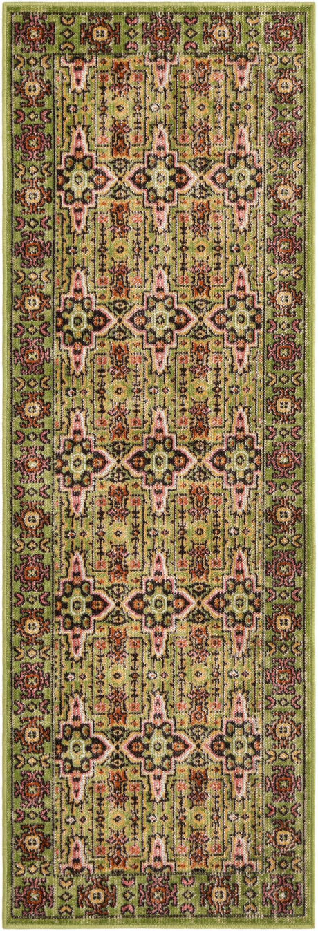 Green 2' x 6' 1 Lucerne Runner Area Rug 100% Polypropylene Traditional Classic Easy Clean Carpet for Kitchens, Living Rooms, Bedroom, Office for Sale at Rug Engine