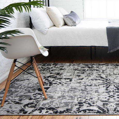 Gray 4' 1 x 6' 1 Lucerne Rectangle Area Rug 100% Polypropylene Traditional Classic Easy Clean Carpet for Kitchens, Living Rooms, Bedroom, Office for Sale at Rug Engine
