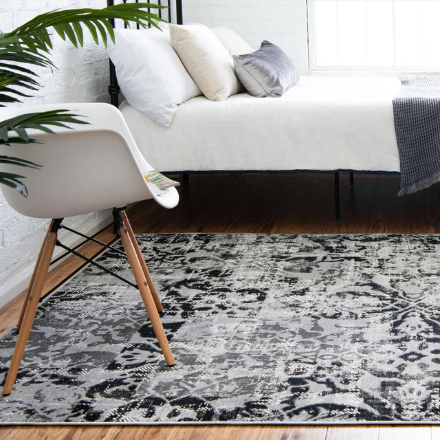 Gray 4' 1 x 6' 1 Lucerne Rectangle Area Rug 100% Polypropylene Traditional Classic Easy Clean Carpet for Kitchens, Living Rooms, Bedroom, Office for Sale at Rug Engine