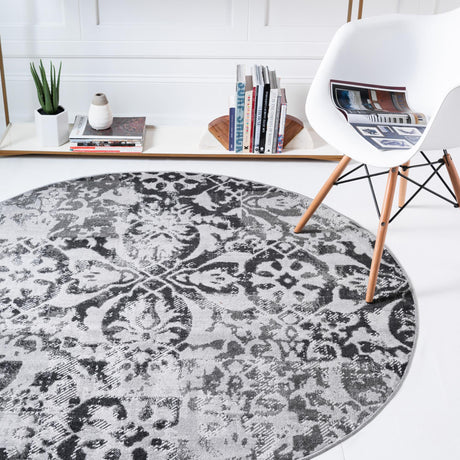 Gray 5' 3 x 5' 3 Lucerne Round Area Rug 100% Polypropylene Traditional Classic Easy Clean Carpet for Kitchens, Living Rooms, Bedroom, Office for Sale at Rug Engine