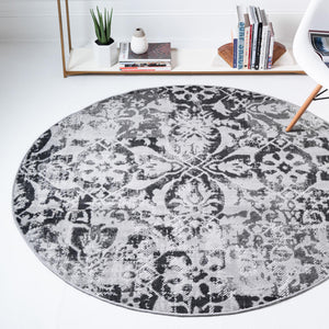 Gray 5' 3 x 5' 3 Lucerne Round Area Rug 100% Polypropylene Traditional Classic Easy Clean Carpet for Kitchens, Living Rooms, Bedroom, Office for Sale at Rug Engine
