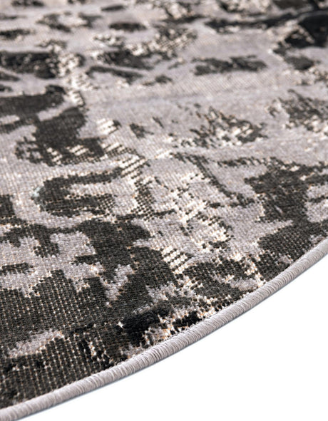 Gray 5' 3 x 5' 3 Lucerne Round Area Rug 100% Polypropylene Traditional Classic Easy Clean Carpet for Kitchens, Living Rooms, Bedroom, Office for Sale at Rug Engine