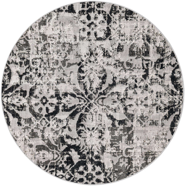 Gray 5' 3 x 5' 3 Lucerne Round Area Rug 100% Polypropylene Traditional Classic Easy Clean Carpet for Kitchens, Living Rooms, Bedroom, Office for Sale at Rug Engine
