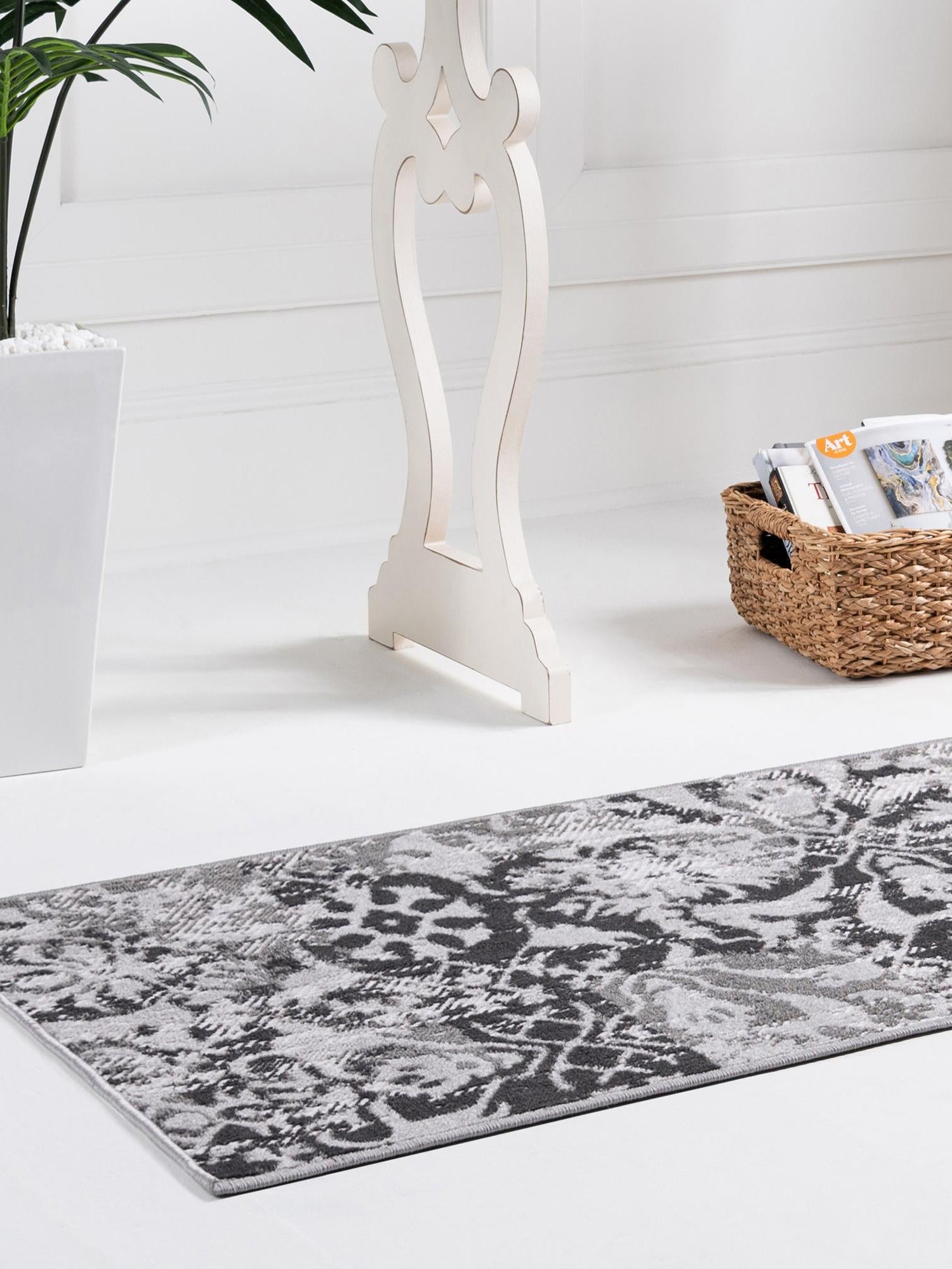 Gray 2' 7 x 10' Lucerne Runner Area Rug 100% Polypropylene Traditional Classic Easy Clean Carpet for Kitchens, Living Rooms, Bedroom, Office for Sale at Rug Engine