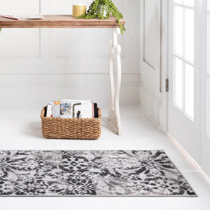 Gray 2' x 6' 1 Lucerne Runner Area Rug 100% Polypropylene Traditional Classic Easy Clean Carpet for Kitchens, Living Rooms, Bedroom, Office for Sale at Rug Engine