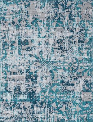 Blue 9' x 12' Lucerne Rectangle Area Rug 100% Polypropylene Traditional Classic Easy Clean Carpet for Kitchens, Living Rooms, Bedroom, Office for Sale at Rug Engine