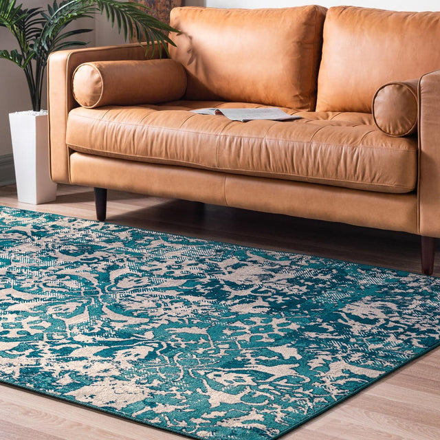 Blue 7' 10 x 10' Lucerne Rectangle Area Rug 100% Polypropylene Traditional Classic Easy Clean Carpet for Kitchens, Living Rooms, Bedroom, Office for Sale at Rug Engine
