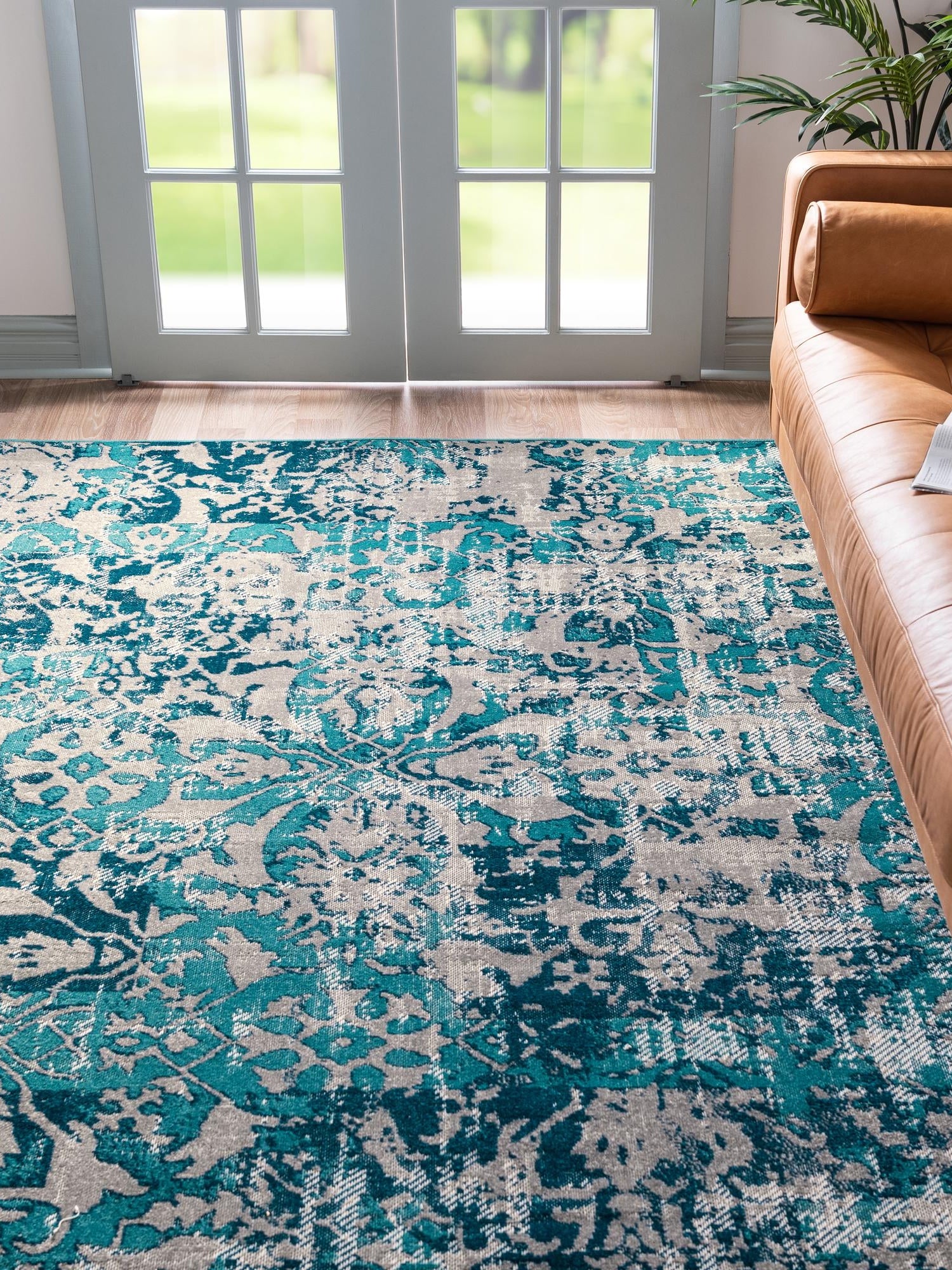 Blue 9' x 12' Lucerne Rectangle Area Rug 100% Polypropylene Traditional Classic Easy Clean Carpet for Kitchens, Living Rooms, Bedroom, Office for Sale at Rug Engine