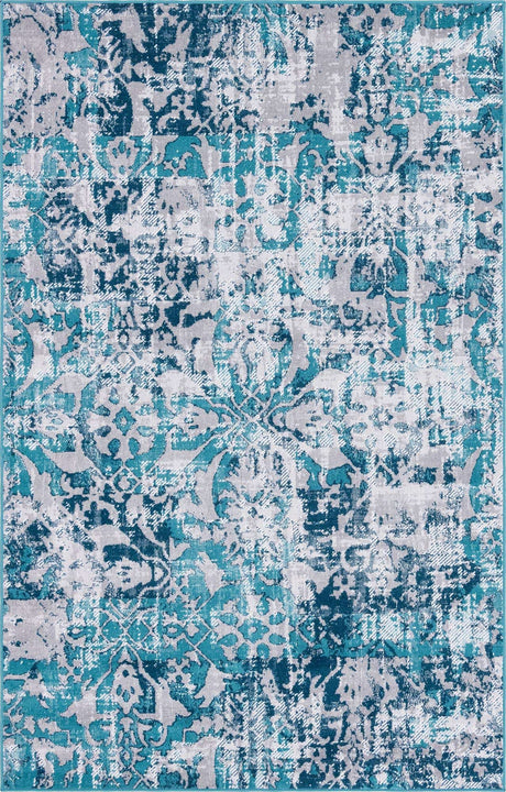 Blue 5' 3 x 8' Lucerne Rectangle Area Rug 100% Polypropylene Traditional Classic Easy Clean Carpet for Kitchens, Living Rooms, Bedroom, Office for Sale at Rug Engine