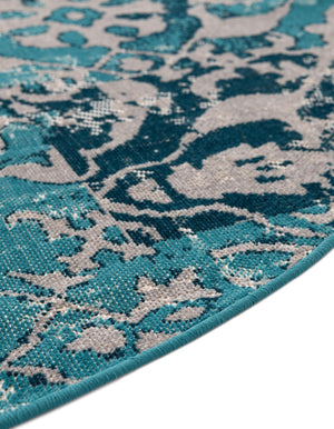 Blue 5' 3 x 5' 3 Lucerne Round Area Rug 100% Polypropylene Traditional Classic Easy Clean Carpet for Kitchens, Living Rooms, Bedroom, Office for Sale at Rug Engine