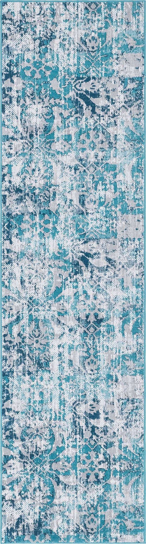 Blue 2' 7 x 10' Lucerne Runner Area Rug 100% Polypropylene Traditional Classic Easy Clean Carpet for Kitchens, Living Rooms, Bedroom, Office for Sale at Rug Engine