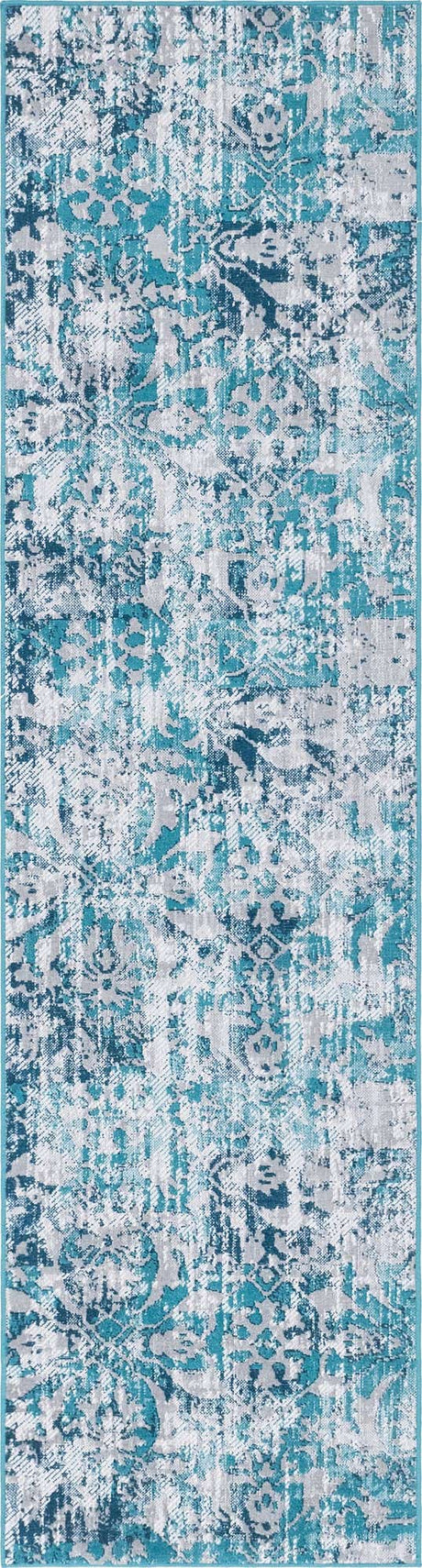 Blue 2' 7 x 10' Lucerne Runner Area Rug 100% Polypropylene Traditional Classic Easy Clean Carpet for Kitchens, Living Rooms, Bedroom, Office for Sale at Rug Engine