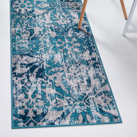 Blue 2' 7 x 10' Lucerne Runner Area Rug 100% Polypropylene Traditional Classic Easy Clean Carpet for Kitchens, Living Rooms, Bedroom, Office for Sale at Rug Engine