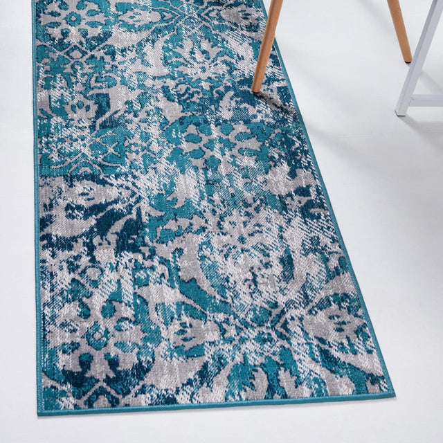 Blue 2' 7 x 10' Lucerne Runner Area Rug 100% Polypropylene Traditional Classic Easy Clean Carpet for Kitchens, Living Rooms, Bedroom, Office for Sale at Rug Engine