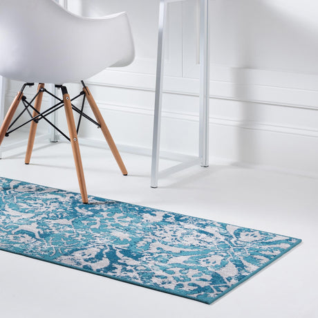 Blue 2' 7 x 10' Lucerne Runner Area Rug 100% Polypropylene Traditional Classic Easy Clean Carpet for Kitchens, Living Rooms, Bedroom, Office for Sale at Rug Engine