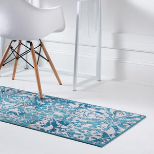 Blue 2' x 6' 1 Lucerne Runner Area Rug 100% Polypropylene Traditional Classic Easy Clean Carpet for Kitchens, Living Rooms, Bedroom, Office for Sale at Rug Engine