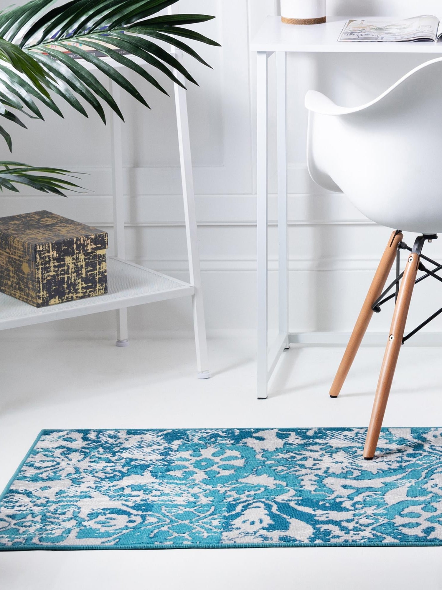 Blue 2' x 6' 1 Lucerne Runner Area Rug 100% Polypropylene Traditional Classic Easy Clean Carpet for Kitchens, Living Rooms, Bedroom, Office for Sale at Rug Engine