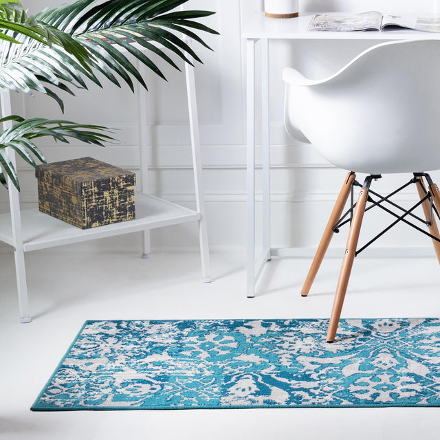 Blue 2' x 6' 1 Lucerne Runner Area Rug 100% Polypropylene Traditional Classic Easy Clean Carpet for Kitchens, Living Rooms, Bedroom, Office for Sale at Rug Engine
