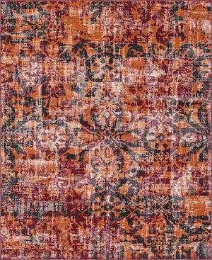 Rust Red 7' 10 x 10' Lucerne Rectangle Area Rug 100% Polypropylene Traditional Classic Easy Clean Carpet for Kitchens, Living Rooms, Bedroom, Office for Sale at Rug Engine