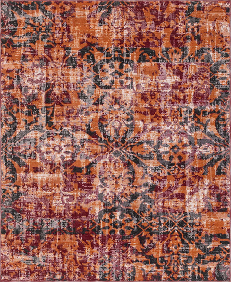 Rust Red 7' 10 x 10' Lucerne Rectangle Area Rug 100% Polypropylene Traditional Classic Easy Clean Carpet for Kitchens, Living Rooms, Bedroom, Office for Sale at Rug Engine