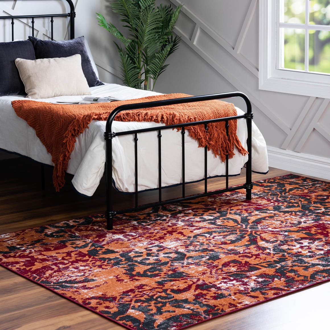 Rust Red 7' 10 x 10' Lucerne Rectangle Area Rug 100% Polypropylene Traditional Classic Easy Clean Carpet for Kitchens, Living Rooms, Bedroom, Office for Sale at Rug Engine