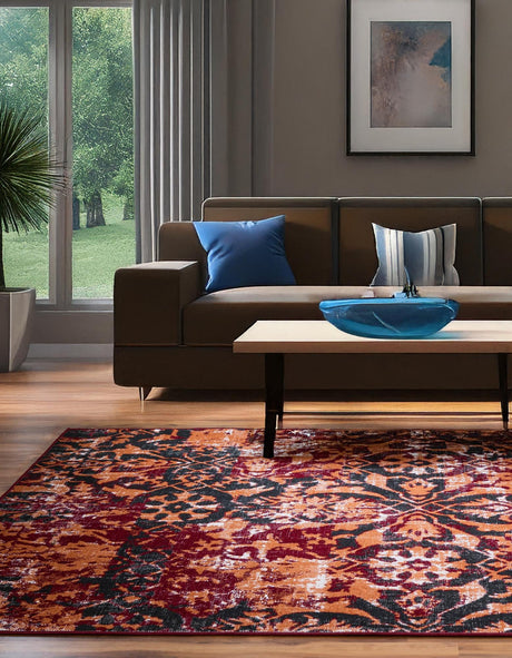 Rust Red 9' x 12' Lucerne Rectangle Area Rug 100% Polypropylene Traditional Classic Easy Clean Carpet for Kitchens, Living Rooms, Bedroom, Office for Sale at Rug Engine