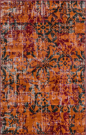 Rust Red 5' 3 x 8' Lucerne Rectangle Area Rug 100% Polypropylene Traditional Classic Easy Clean Carpet for Kitchens, Living Rooms, Bedroom, Office for Sale at Rug Engine