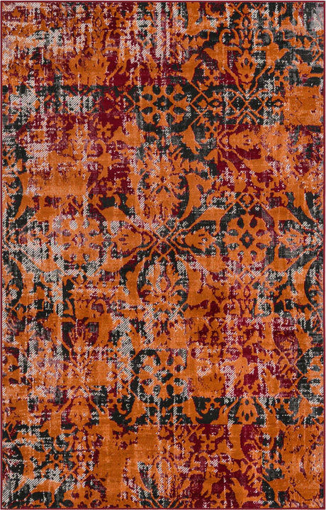 Rust Red 5' 3 x 8' Lucerne Rectangle Area Rug 100% Polypropylene Traditional Classic Easy Clean Carpet for Kitchens, Living Rooms, Bedroom, Office for Sale at Rug Engine