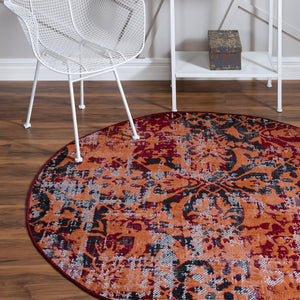 Rust Red 5' 3 x 5' 3 Lucerne Round Area Rug 100% Polypropylene Traditional Classic Easy Clean Carpet for Kitchens, Living Rooms, Bedroom, Office for Sale at Rug Engine