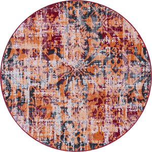 Rust Red 5' 3 x 5' 3 Lucerne Round Area Rug 100% Polypropylene Traditional Classic Easy Clean Carpet for Kitchens, Living Rooms, Bedroom, Office for Sale at Rug Engine