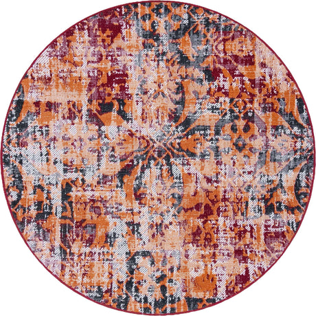 Rust Red 5' 3 x 5' 3 Lucerne Round Area Rug 100% Polypropylene Traditional Classic Easy Clean Carpet for Kitchens, Living Rooms, Bedroom, Office for Sale at Rug Engine