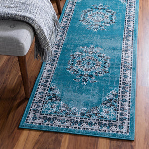 Blue 2' x 6' 1 Lucerne Runner Area Rug 100% Polypropylene Traditional Classic Easy Clean Carpet for Kitchens, Living Rooms, Bedroom, Office for Sale at Rug Engine