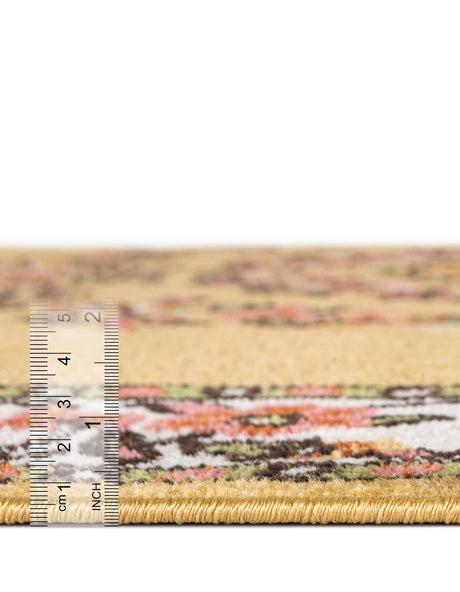 Yellow 7' 10 x 10' Lucerne Rectangle Area Rug 100% Polypropylene Traditional Classic Easy Clean Carpet for Kitchens, Living Rooms, Bedroom, Office for Sale at Rug Engine