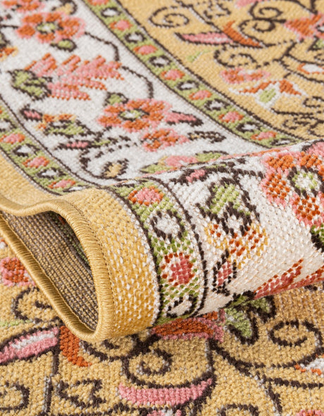 Yellow 9' x 12' Lucerne Rectangle Area Rug 100% Polypropylene Traditional Classic Easy Clean Carpet for Kitchens, Living Rooms, Bedroom, Office for Sale at Rug Engine