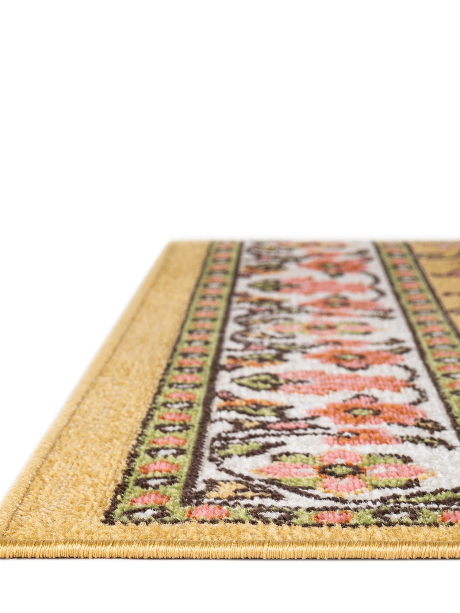Yellow 5' 3 x 8' Lucerne Rectangle Area Rug 100% Polypropylene Traditional Classic Easy Clean Carpet for Kitchens, Living Rooms, Bedroom, Office for Sale at Rug Engine