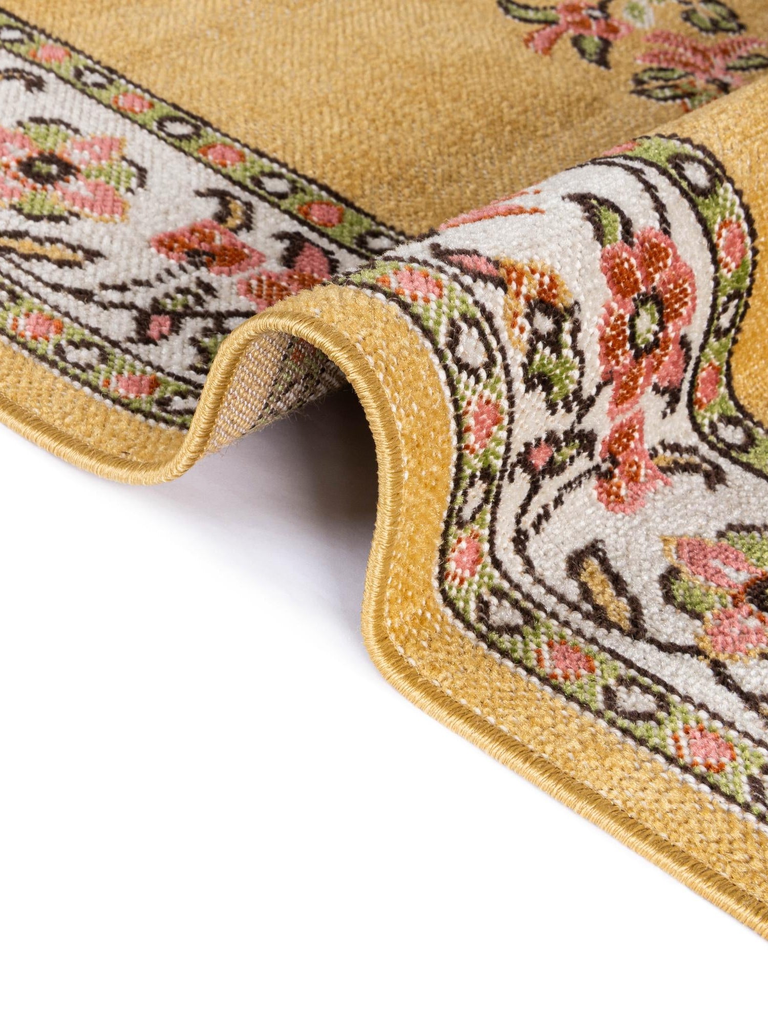 Yellow 5' 3 x 8' Lucerne Rectangle Area Rug 100% Polypropylene Traditional Classic Easy Clean Carpet for Kitchens, Living Rooms, Bedroom, Office for Sale at Rug Engine