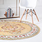 Yellow 5' 3 x 5' 3 Lucerne Round Area Rug 100% Polypropylene Traditional Classic Easy Clean Carpet for Kitchens, Living Rooms, Bedroom, Office for Sale at Rug Engine