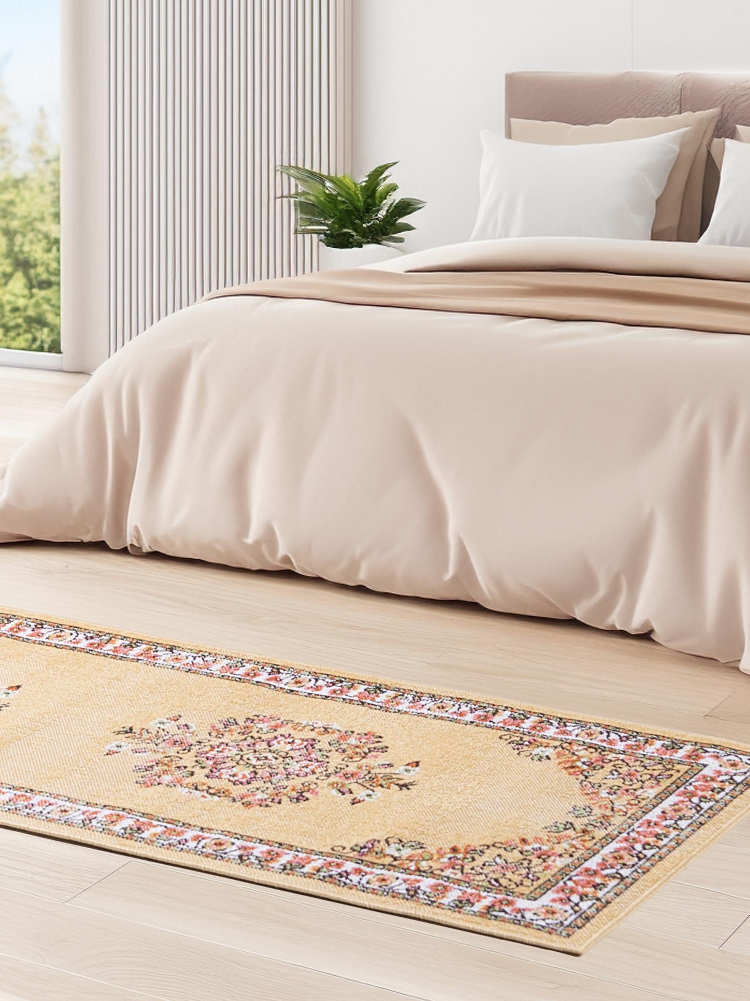Yellow 2' 7 x 10' Lucerne Runner Area Rug 100% Polypropylene Traditional Classic Easy Clean Carpet for Kitchens, Living Rooms, Bedroom, Office for Sale at Rug Engine