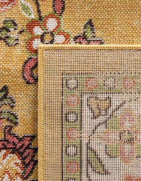 Yellow 2' x 6' 1 Lucerne Runner Area Rug 100% Polypropylene Traditional Classic Easy Clean Carpet for Kitchens, Living Rooms, Bedroom, Office for Sale at Rug Engine