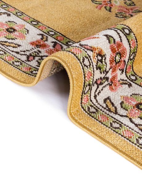 Yellow 2' 7 x 10' Lucerne Runner Area Rug 100% Polypropylene Traditional Classic Easy Clean Carpet for Kitchens, Living Rooms, Bedroom, Office for Sale at Rug Engine