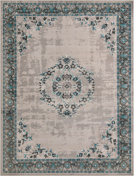 Gray 9' x 12' Lucerne Rectangle Area Rug 100% Polypropylene Traditional Classic Easy Clean Carpet for Kitchens, Living Rooms, Bedroom, Office for Sale at Rug Engine